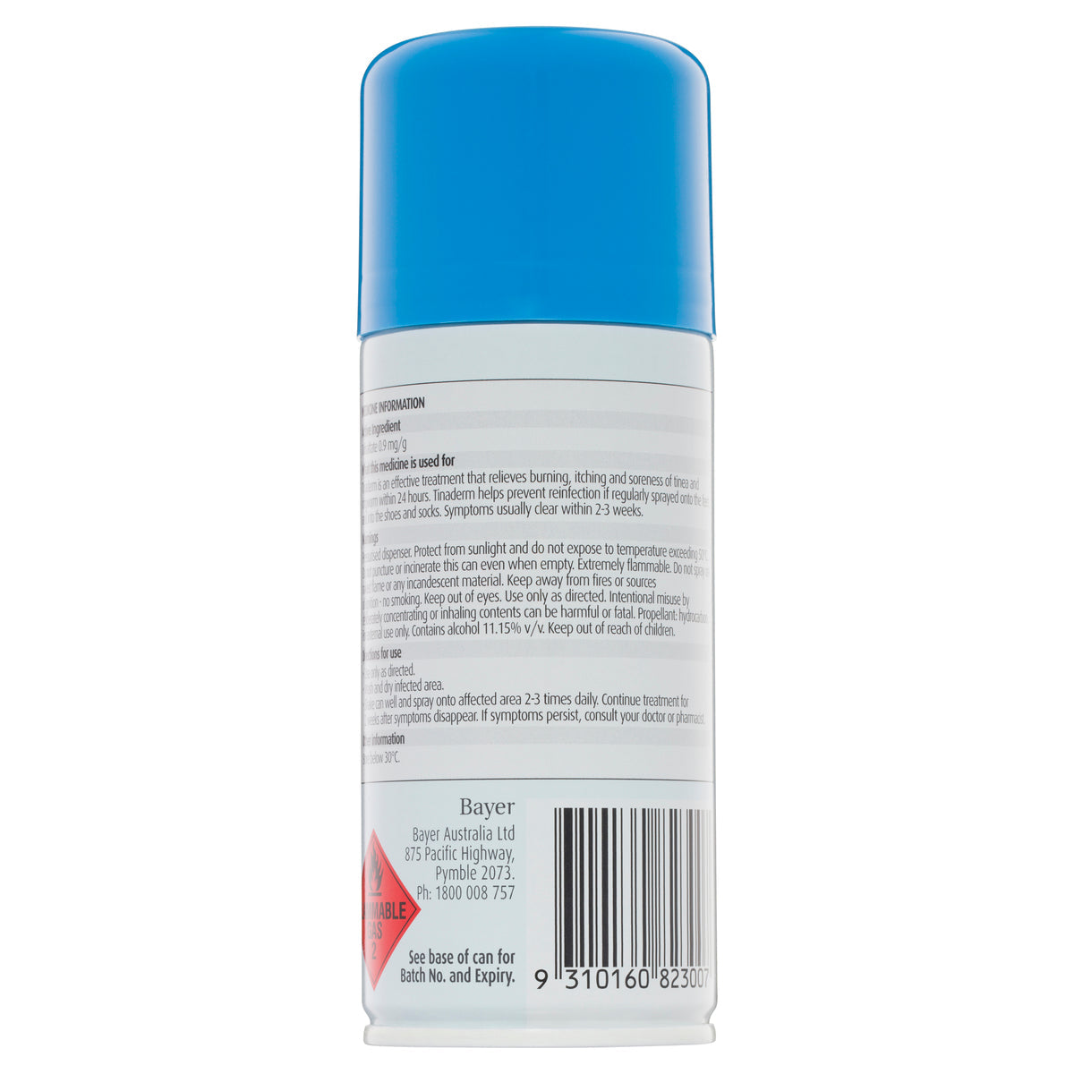 Canesten Tinaderm Powder Spray Tinea and Ringworm Treatment 100g