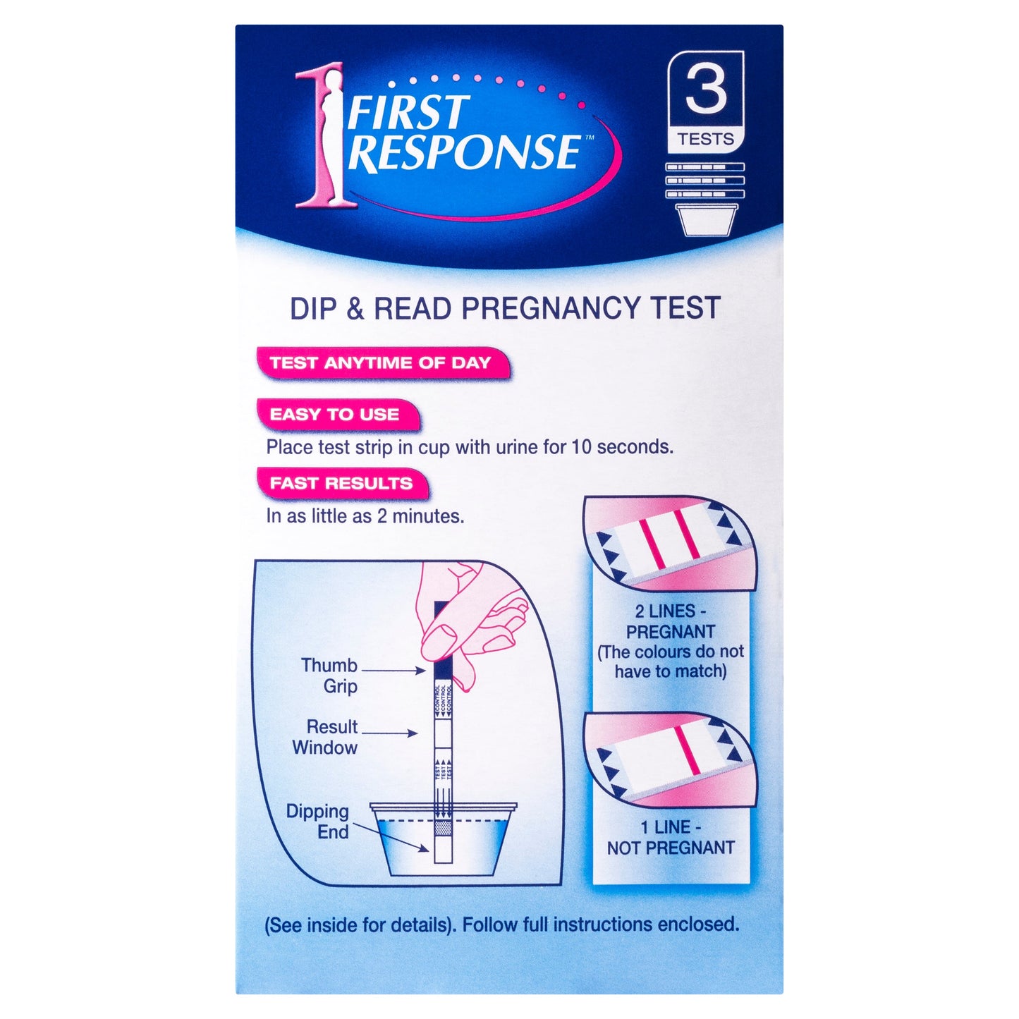 First Response Dip and Read Pregnancy Test 3 Tests