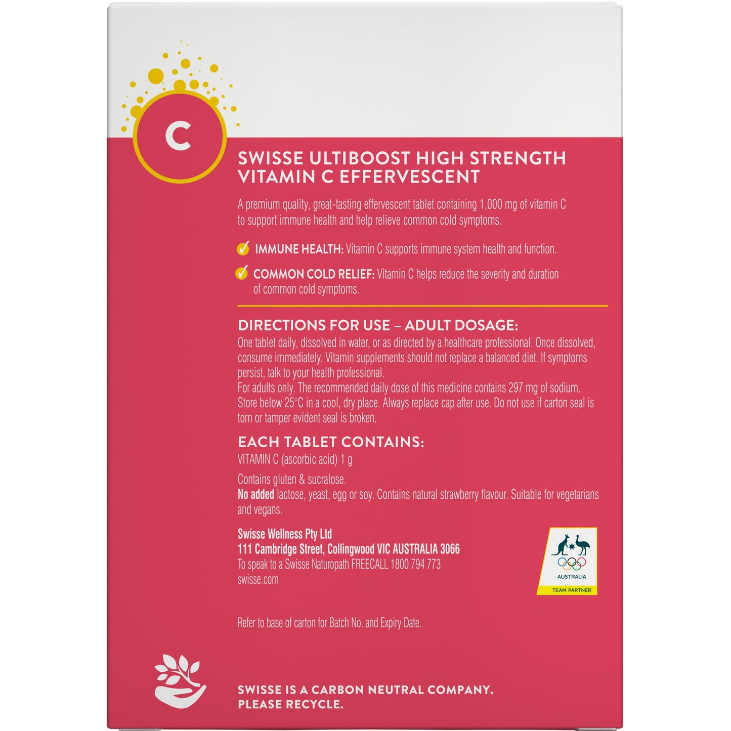 Swisse Ultiboost High Strength Vitamin C Effervescence 60 Tablets