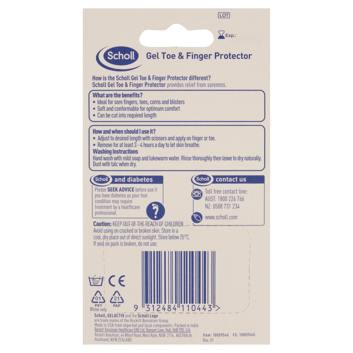 Scholl Gel Toe & Finger Protector Pain Relief