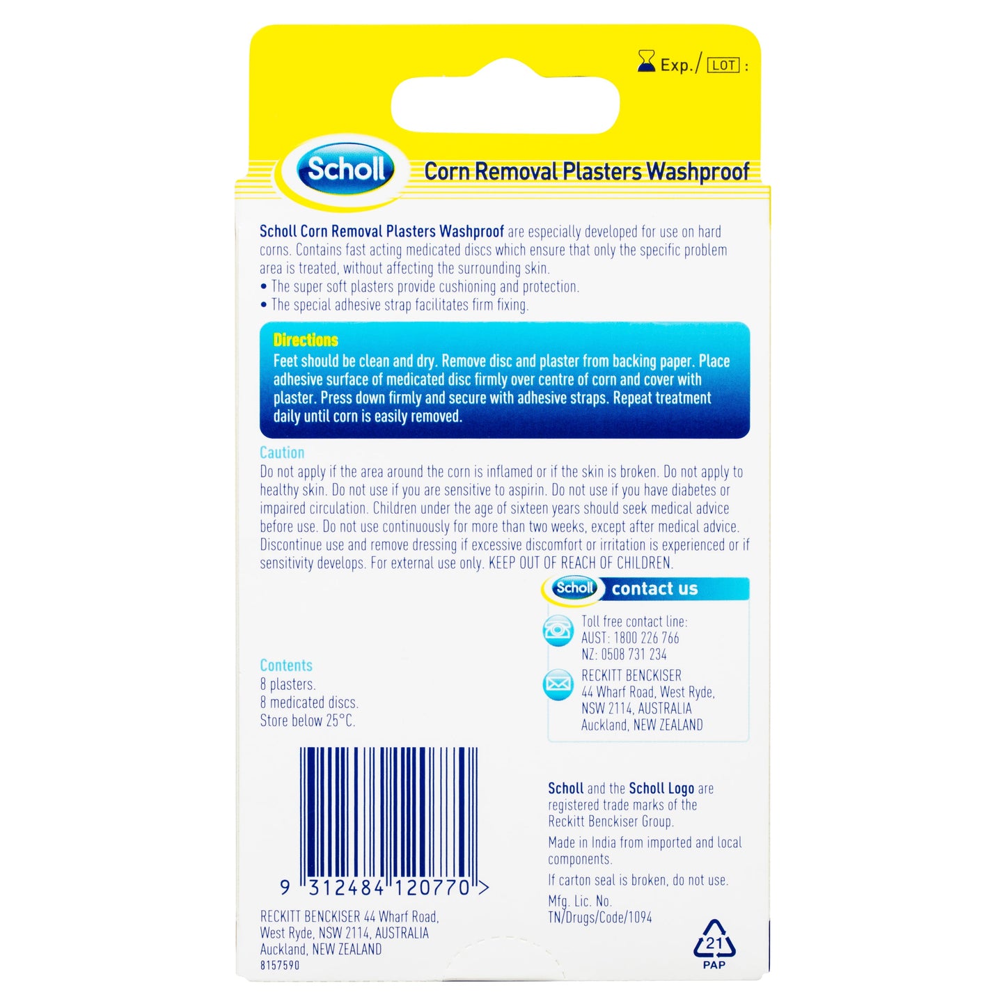 Scholl Corn Removal Plaster Water Proof