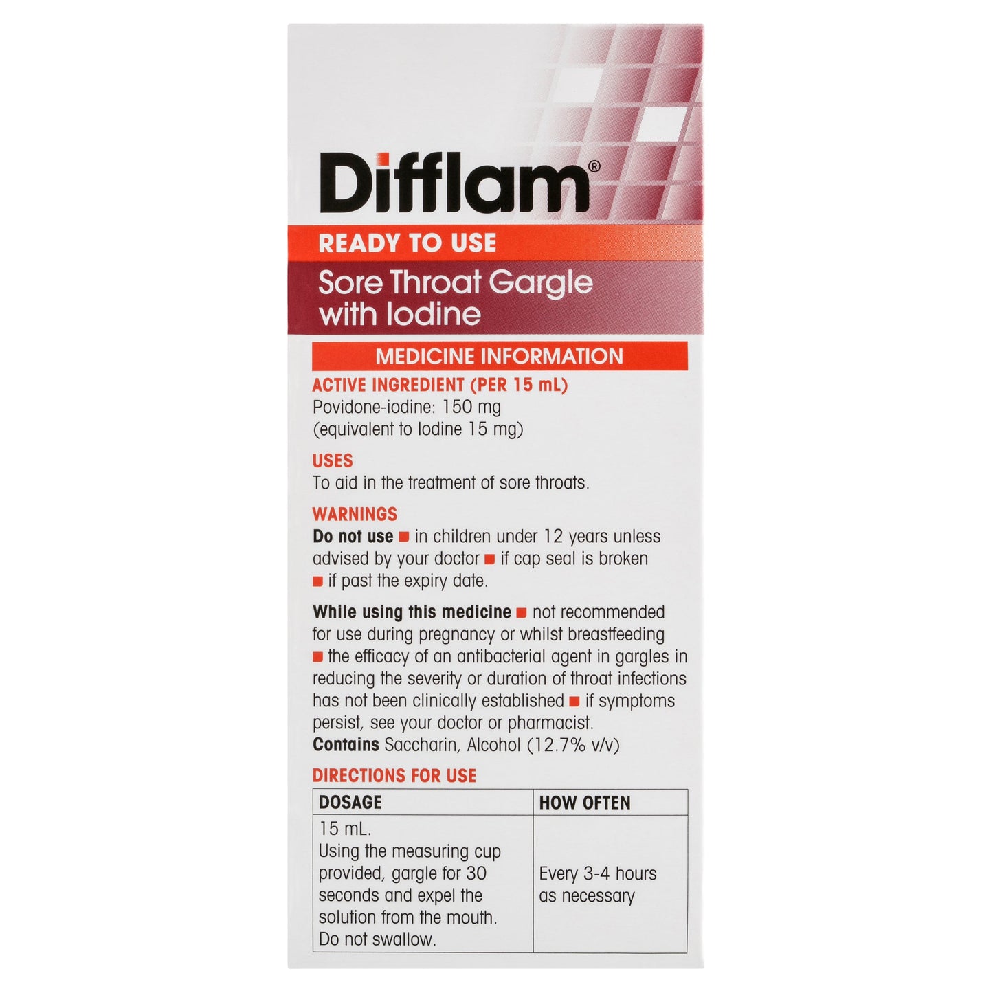 Difflam Sore Throat Gargle with Iodine 200ml