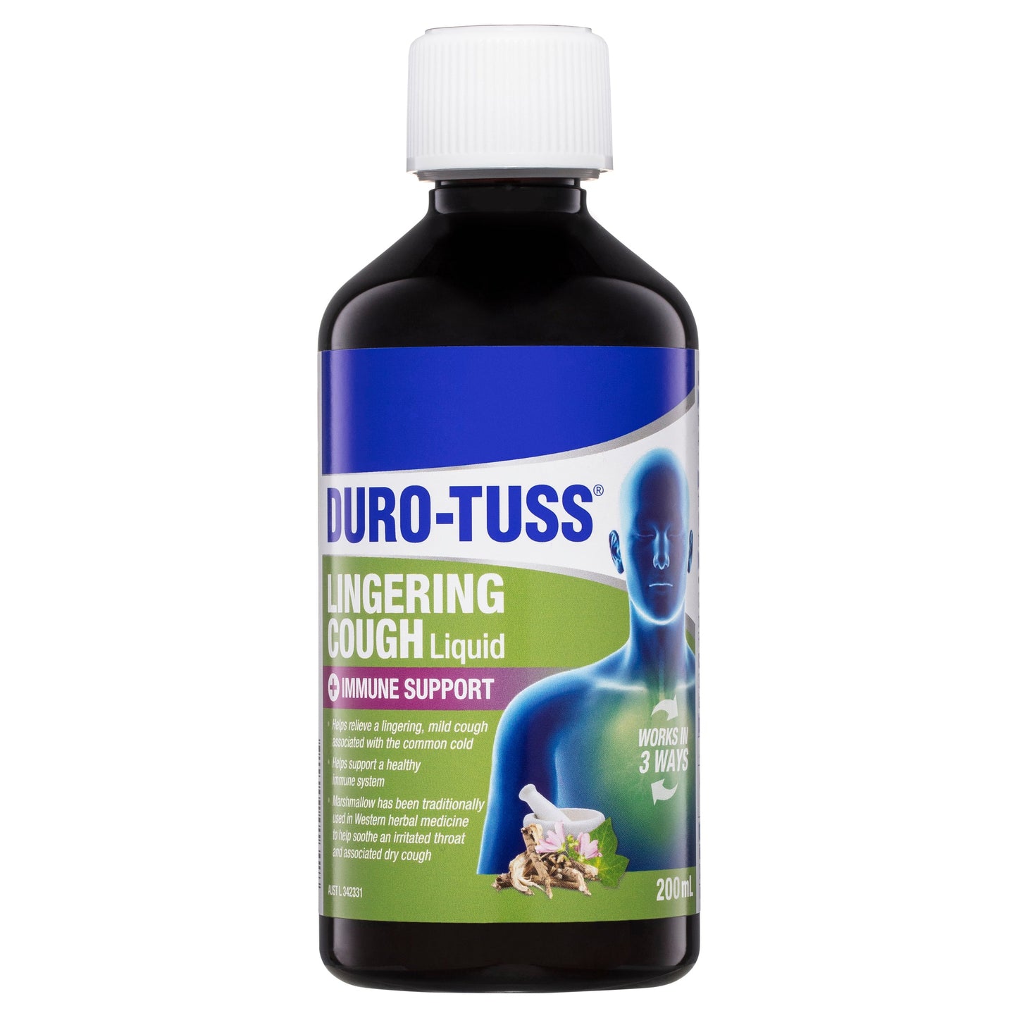 DURO-TUSS Lingering Cough Liquid Immune Support Blackberry & Vanilla 200mL