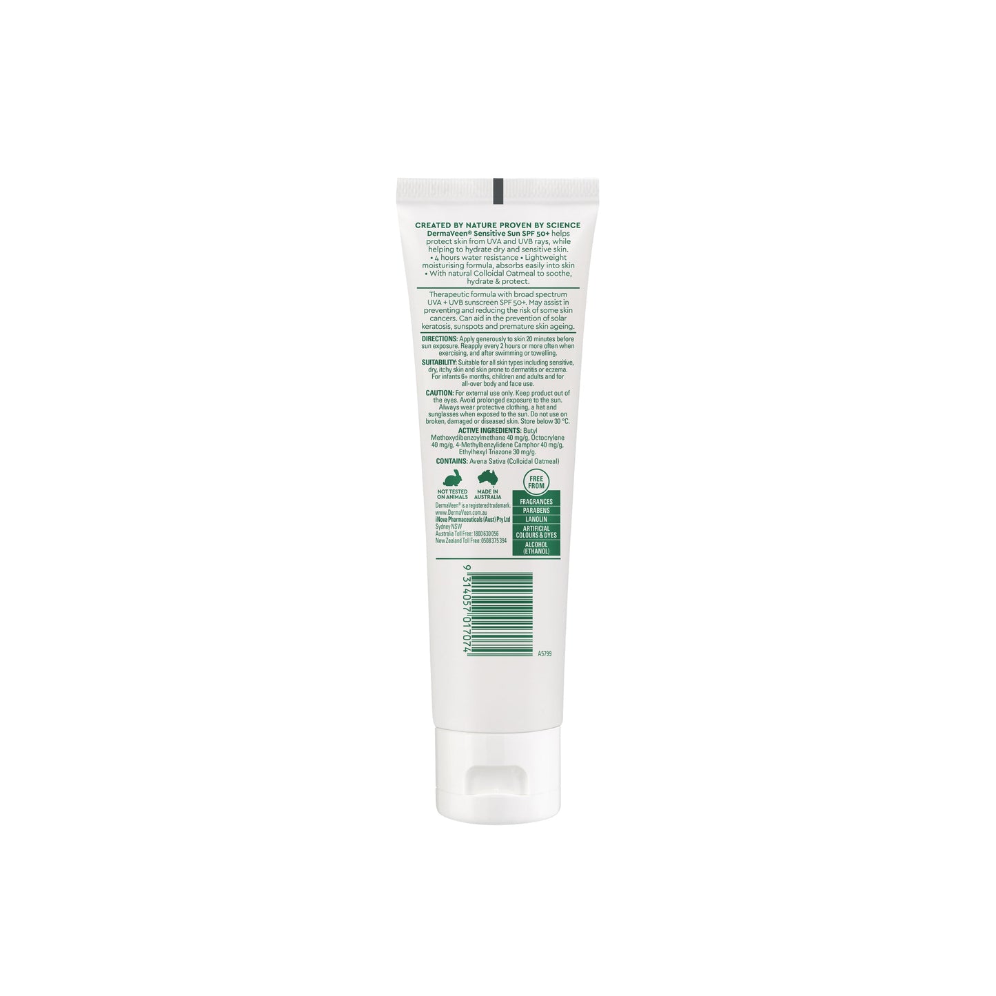 Dermaveen SPF 50+ Daily Nourish Sun Sensitive With Body Moisturiser 100g