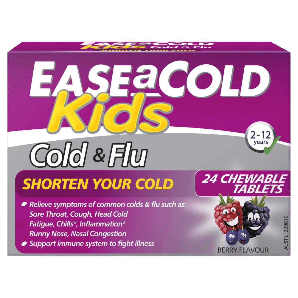 Ease A Cold Kids Berry Flavour Cold & Flu Chewables 24 Tablet