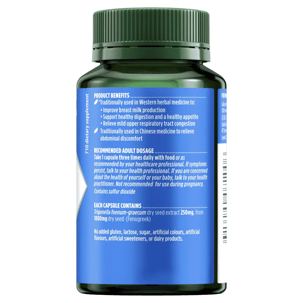 Nature's Own Fenugreek 1000mg for Breast Milk Production Support 60 Capsules