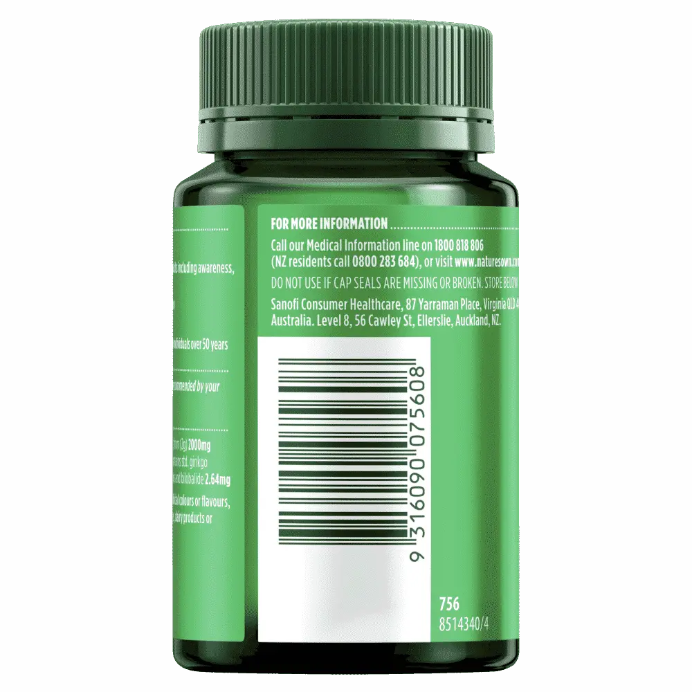 Nature's Own Ginkgo Biloba 2000mg for Memory 100 Tablets