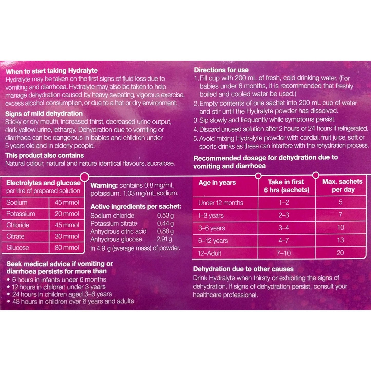 Hydralyte Apple Blackcurrant Sachets 4.9g x 24