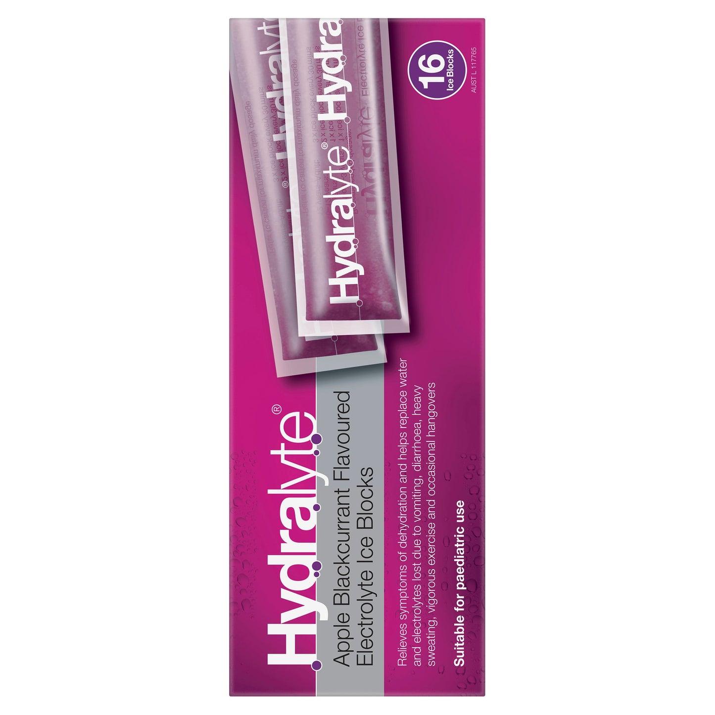 Hydralyte Rehydration Ice Blocks Apple Blackcurrant 16 Pack