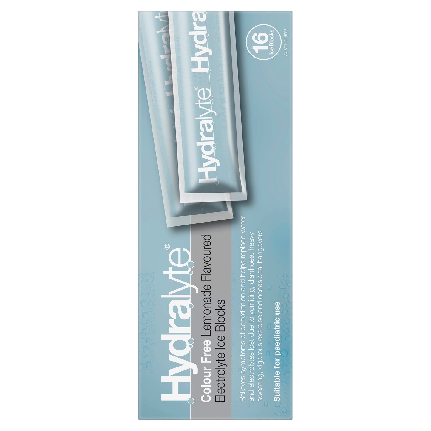 Hydralyte Rehydration Ice blocks Colour Free Lemonade Flavoured 16 Pack