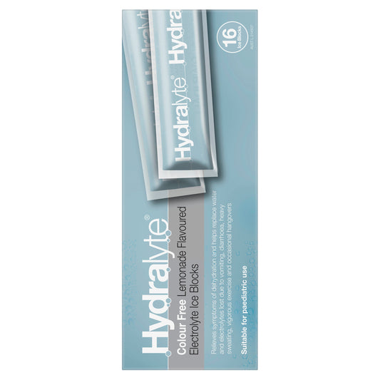 Hydralyte Rehydration Ice blocks Colour Free Lemonade Flavoured 16 Pack