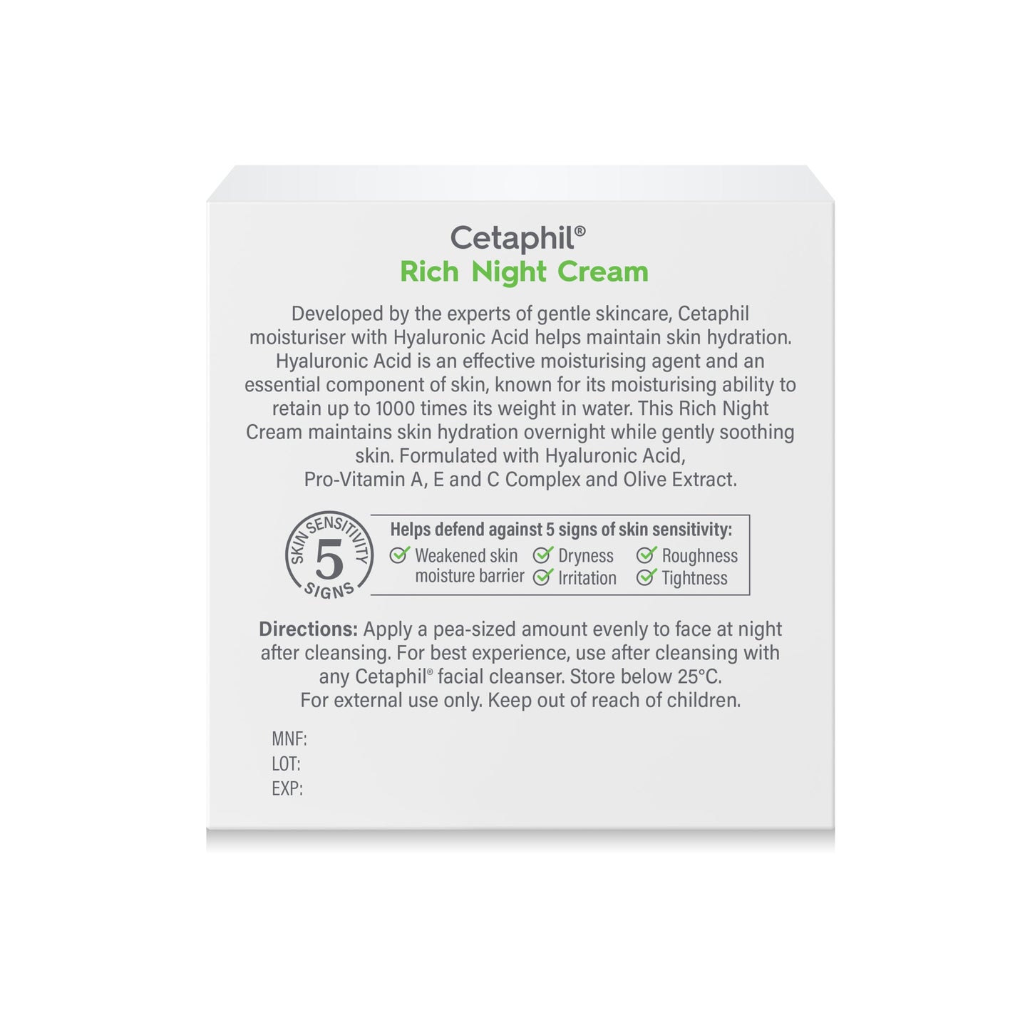 Cetaphil Face Rich Hydrating Night Cream With Hyaluronic Acid 48g