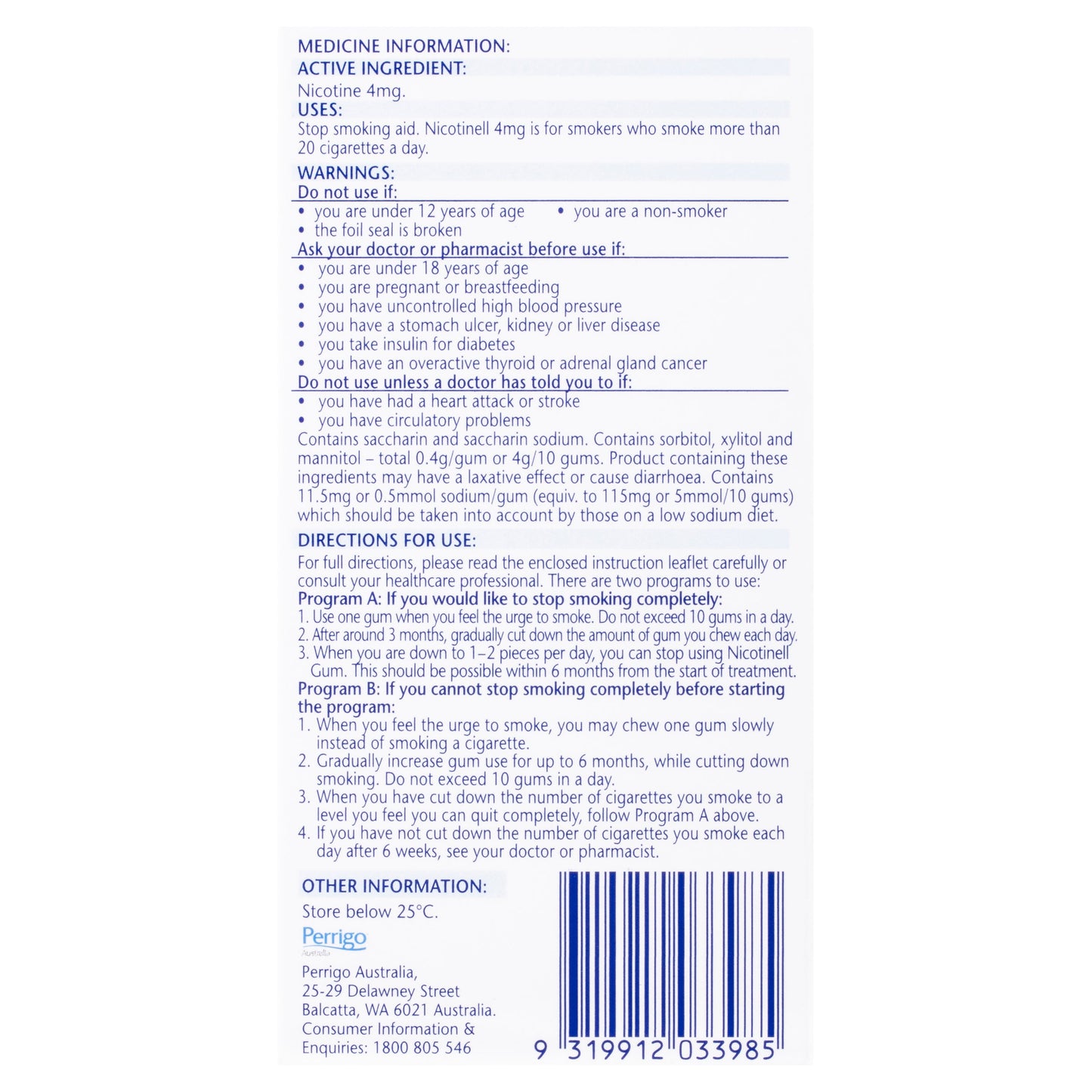 Nicotinell Gum 4mg Fruit 24