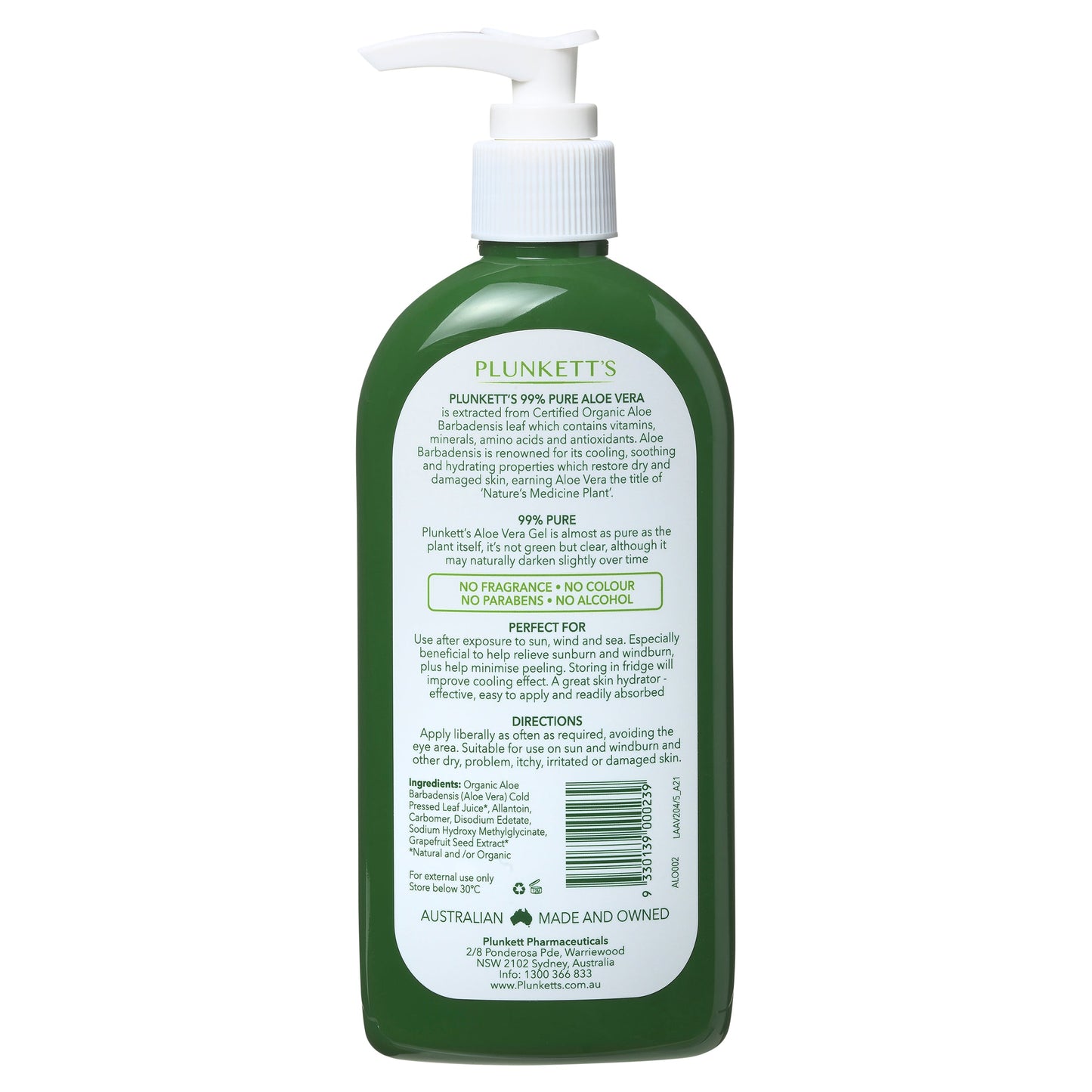 Plunkett Aloe Vera 99% Pure Gel 240ml