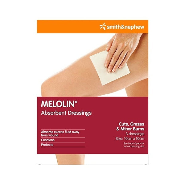 Melolin Low Adherent Dressings 10cm x 10cm 3 Pack