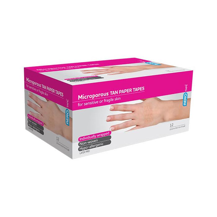 Aerotape Tan Microporous Paper Tape 2.5cm X 5m 12pk