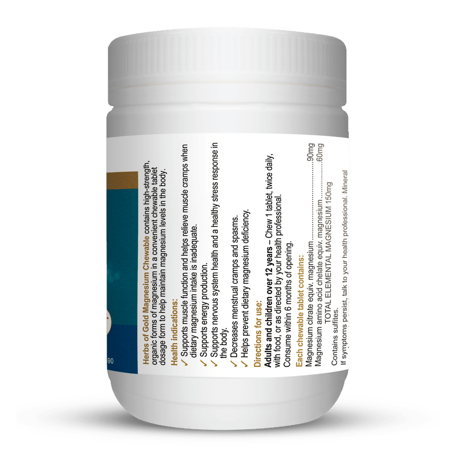 Herbs of Gold Magnesium Chewable Raspberry 60t