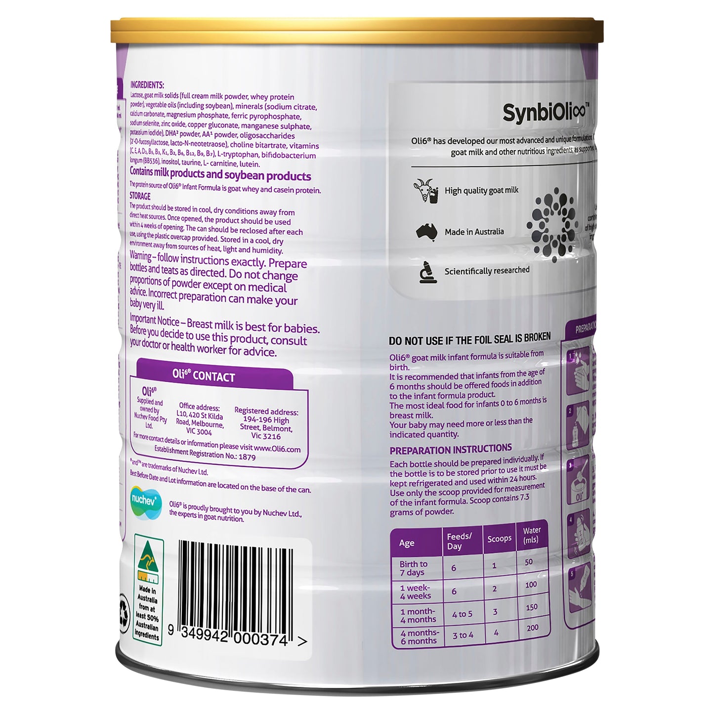 Oli6 Goat Formula Stage 1 Dairy Goat Infant Formula CP