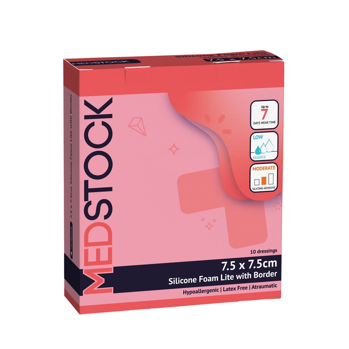 Medstock Silicone Lite With Border 7.5 cmx7.5 cm