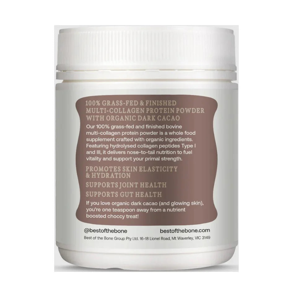 Best of the Bone Multi-collagen Protein Powder Raw Organic Cacao 210g