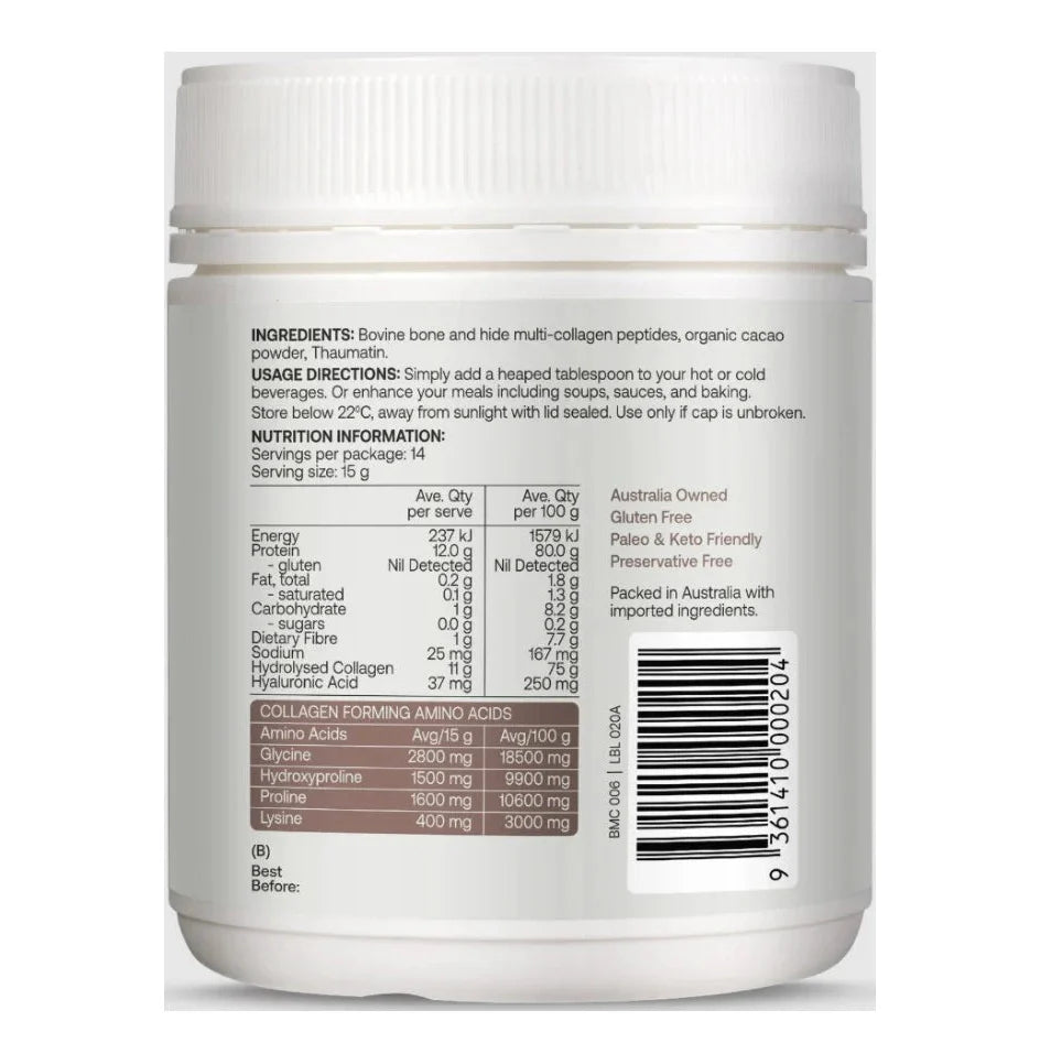 Best of the Bone Multi-collagen Protein Powder Raw Organic Cacao 210g