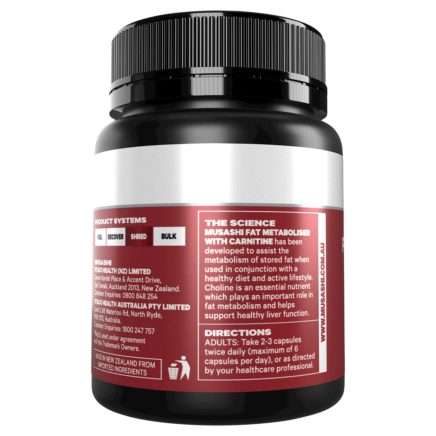 Musashi Fat Metaboliser + Carnitine 60 Capsules