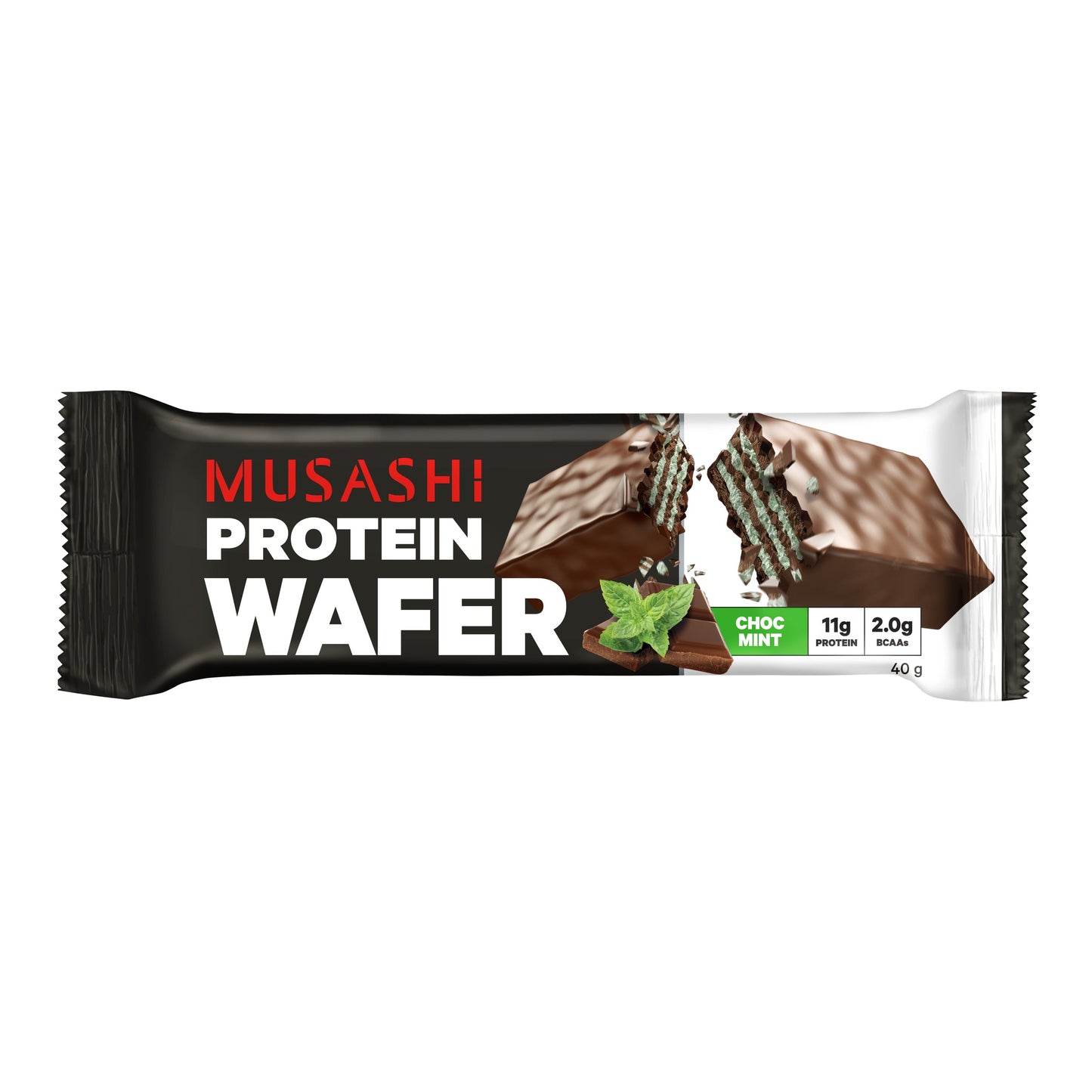 Musashi Protein Wafer Bar Choc Mint 40g 12PACK