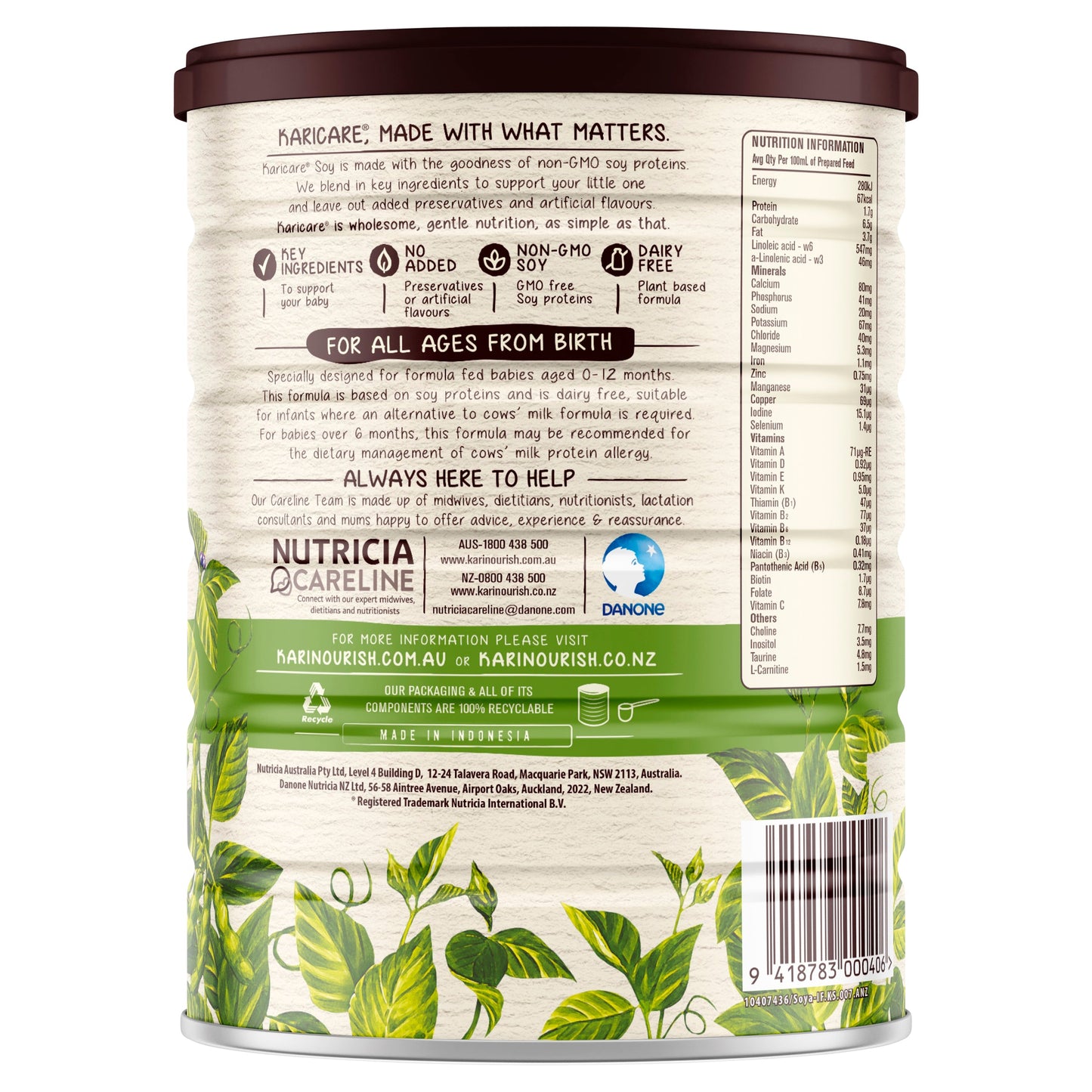 Karicare Plus Soy Infant Formula (All Ages) 900g