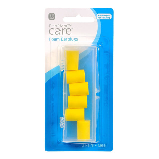 Pharmacy Care Ear Plugs Foam 3 Pairs Plus Case