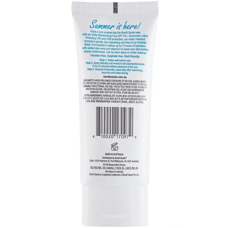 Bondi Sands Daily Moisturising Face SPF 50+ Sunscreen Lotion Fragrance Free 75ml