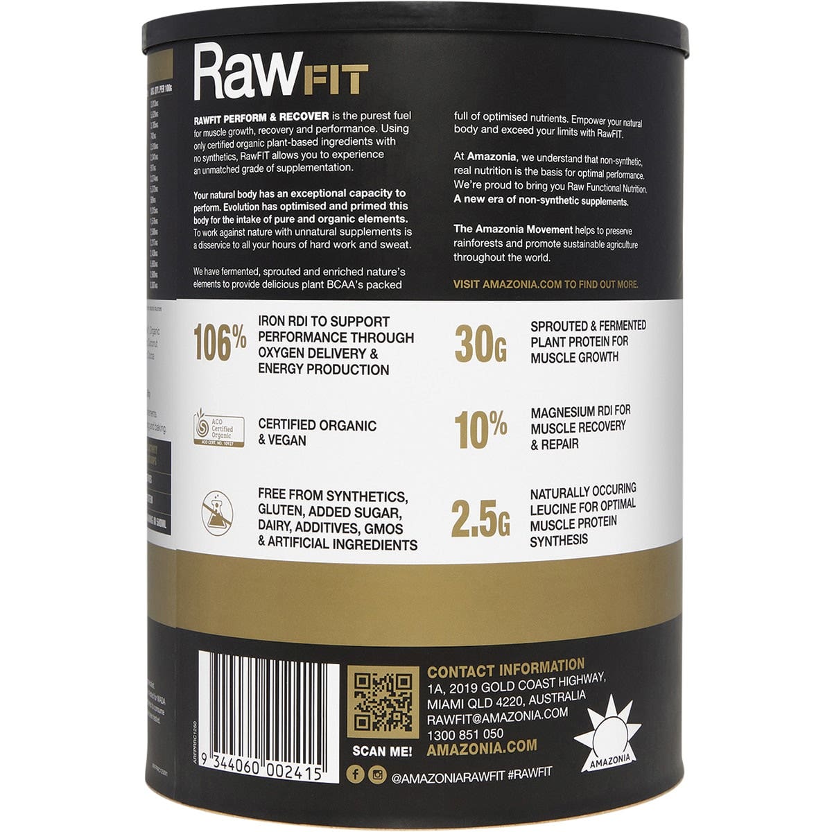 Amazonia Rawfit Plant Protein Perform & Recover Rich Chocolate 1.25kg
