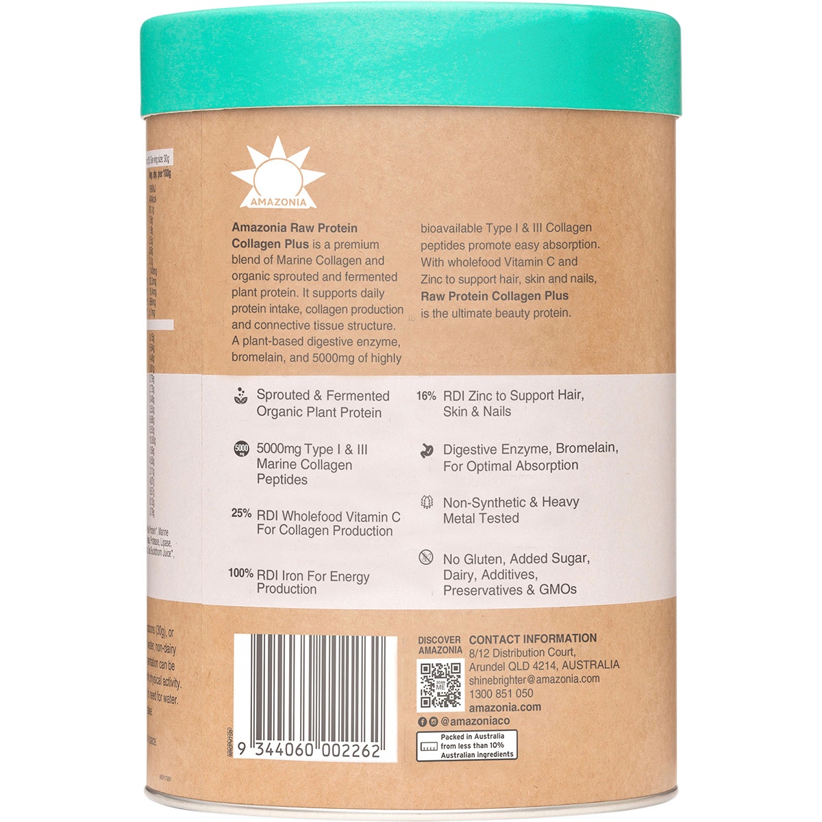 Amazonia Raw Protein Collagen Plus Choc Hazelnut 750g