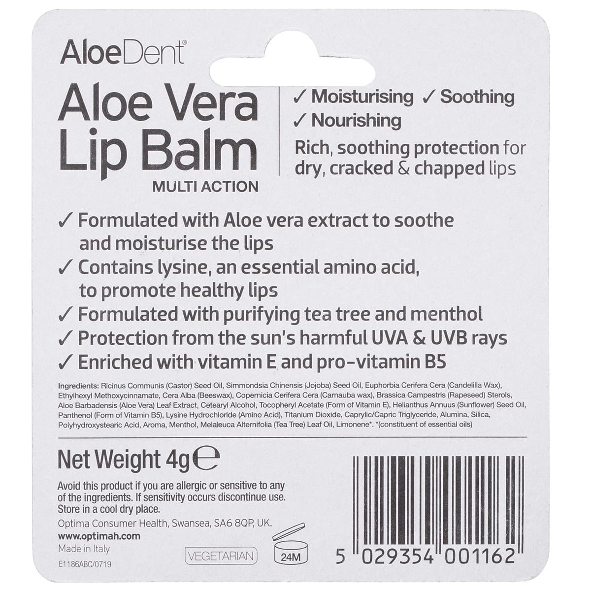 Aloe Dent Lip Balm Aloe Vera With Tea Tree & Lysine 4g