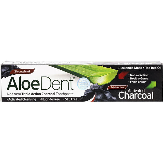 Aloe Dent Toothpaste - Fluoride Free Triple Action - Activated Charcoal 100ml