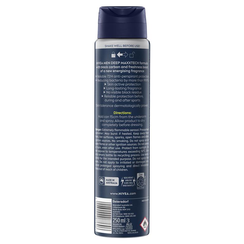Nivea for Men Deodorant Deep Extreme 72hr 250ml