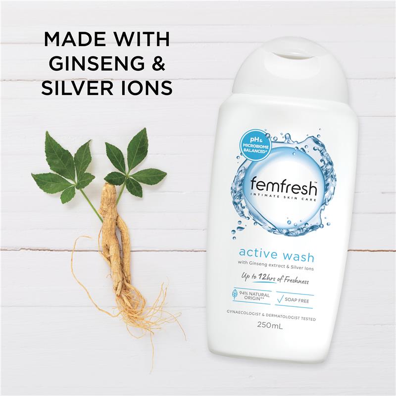 Femfresh Deodorising Active Wash with Ginseng Extract & Silver Ions 250mL
