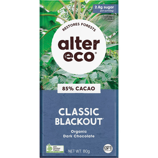 Alter Eco Chocolate (Organic) Dark Blackout 80g 12 Pack