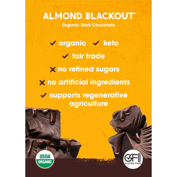 Alter Eco Chocolate Organic Dark Almonds Blackout 75g (Pack of 12)