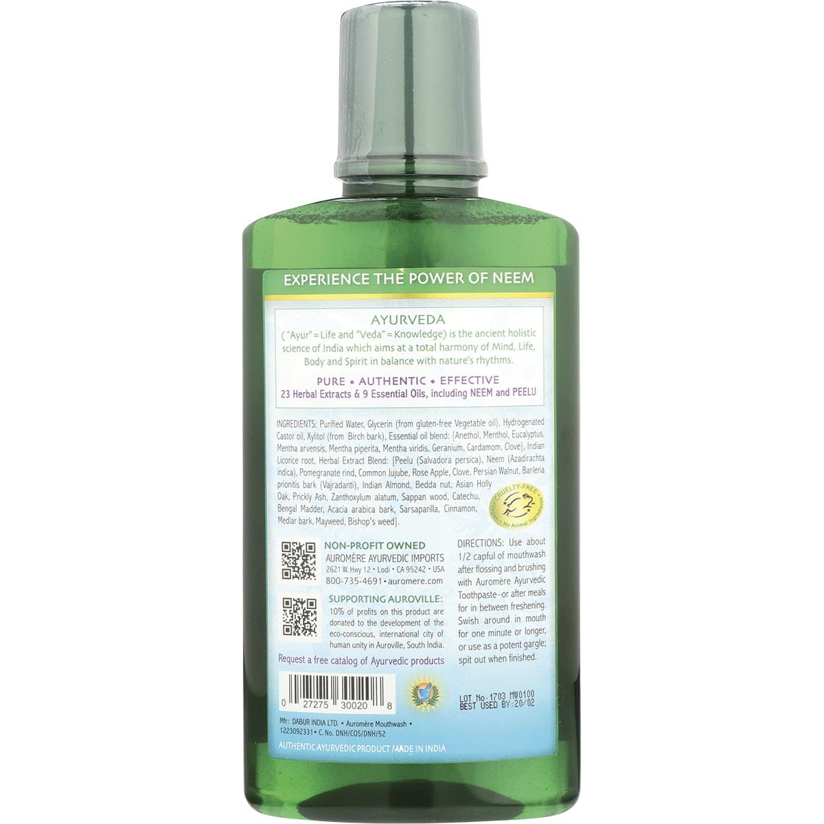 Auromere Mouthwash Ayurvedic Neem & Peelu 473ml