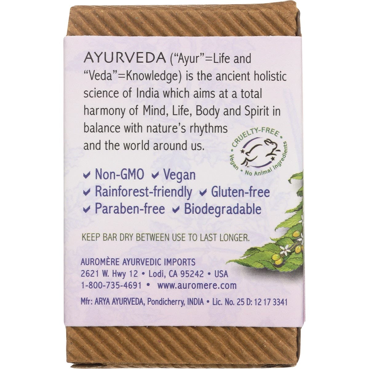 Auromere Neem Soap Ayurvedic Himalayan Rose 78g
