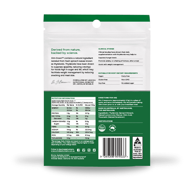Activated Nutrients Slim Down (Clinically Proven Appetite Control) Lemon-lime 45g