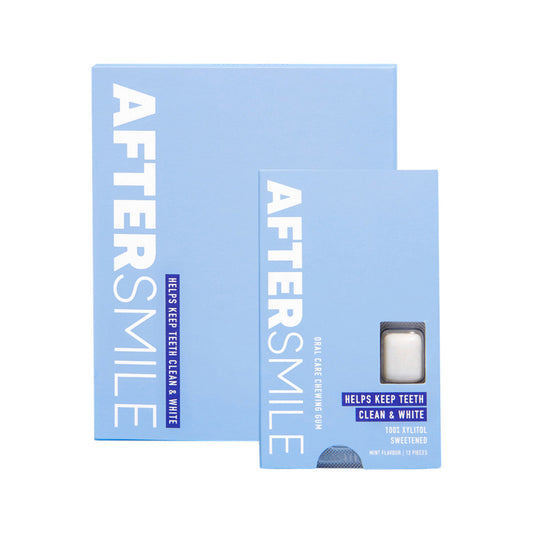 Aftersmile Xylitol Whitening Oral Care Chewing Gum (Clean & White Teeth) PepperMint 12 Piece
