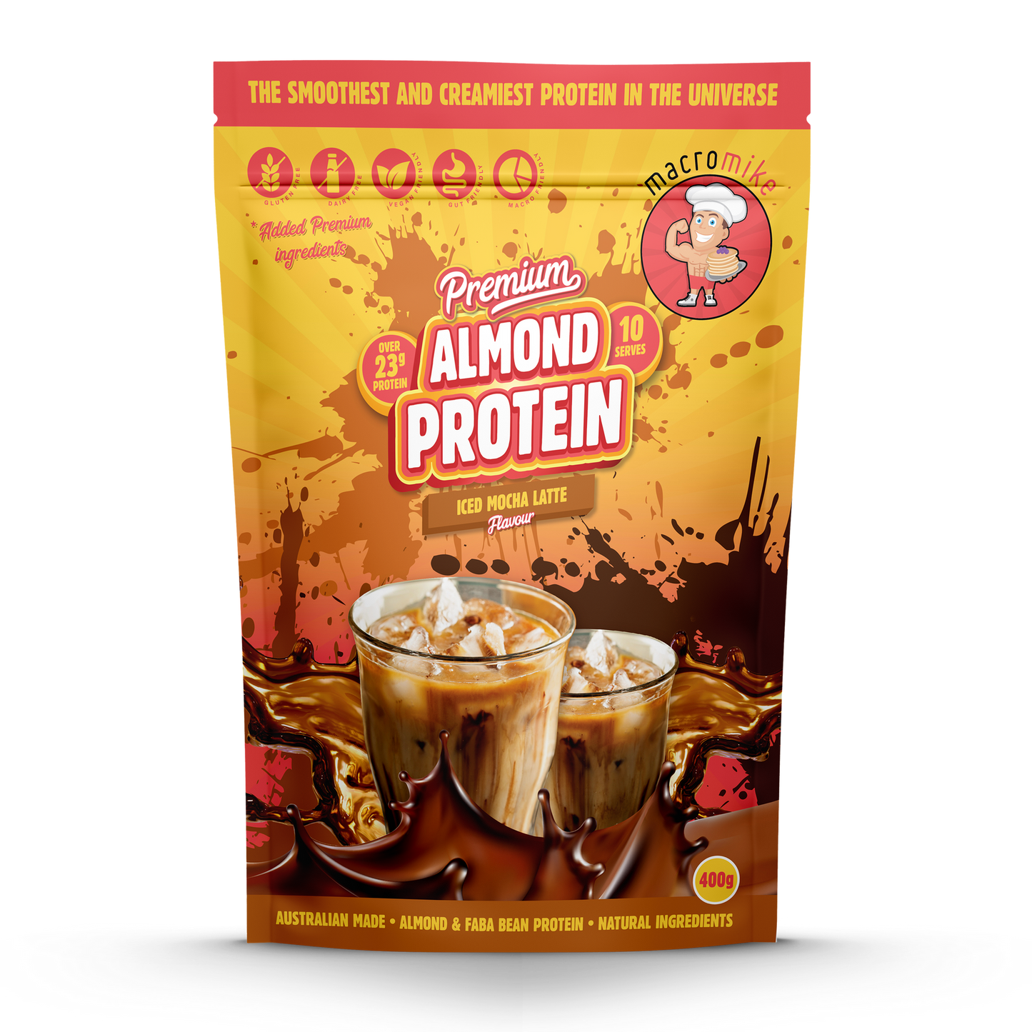 MACRO MIKE Premium Almond Protein Iced Mocha Latte 400g