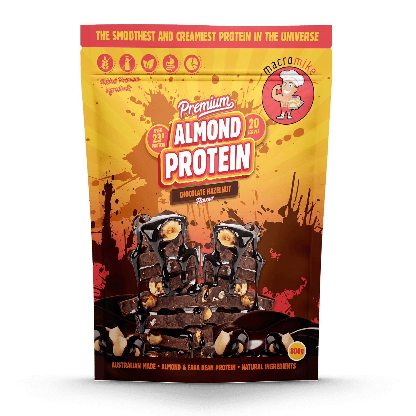 MACRO MIKE Premium Almond Protein Choc Hazelnut 800g