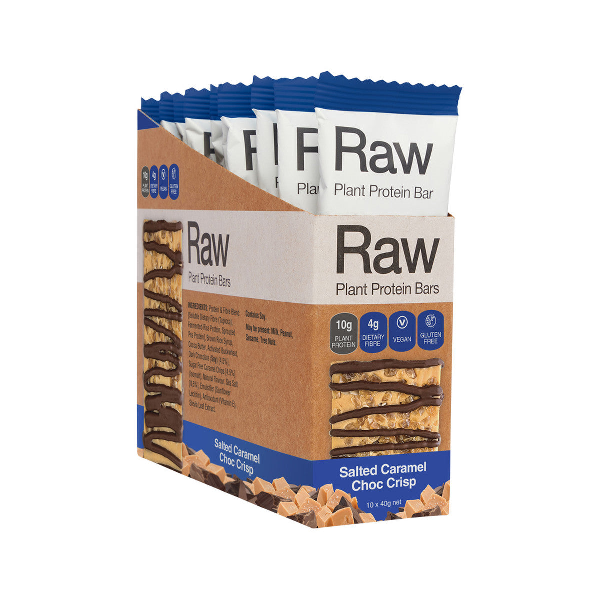 Amazonia Raw Protein Bar Salted Caramel Choc Crisp 40g(Pack of 10)