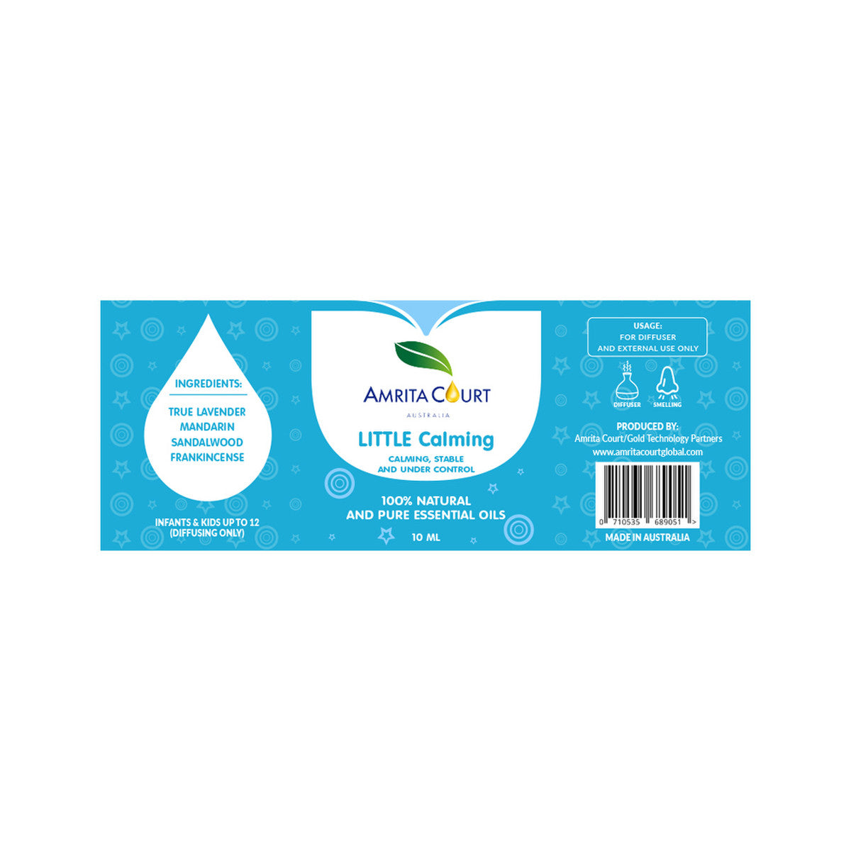Amrita Court Little 100% Natural & Pure Essential Oil Blend Calming 10ml