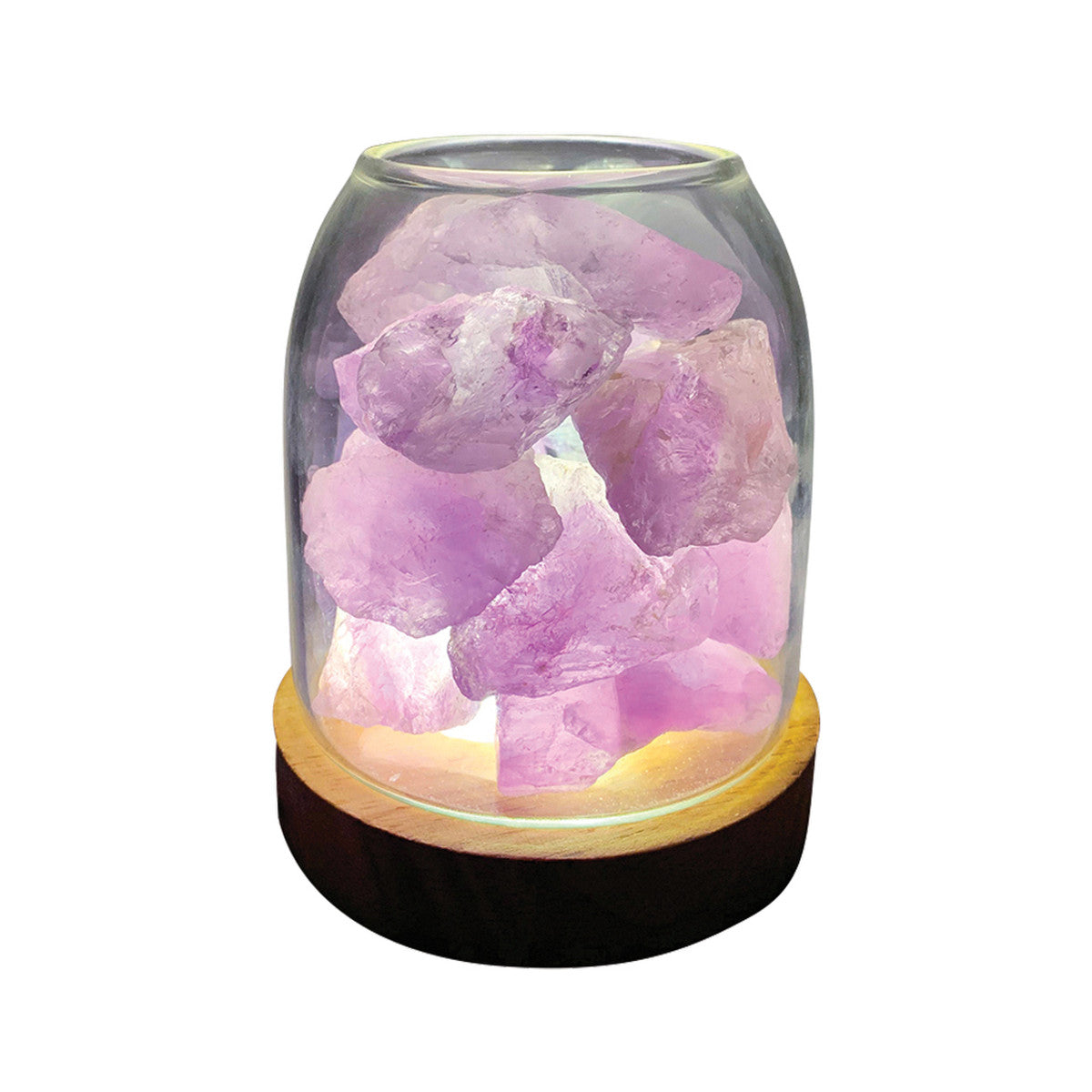 Amrita Court Aurora Crystal Diffuser Wooden Base With Light Amethyst
