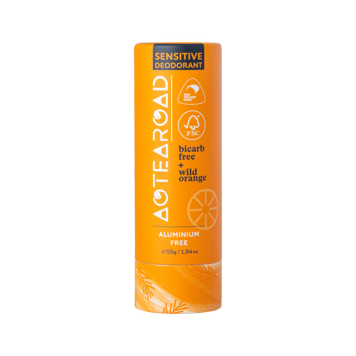 Natural Deodorant Stick Bicarb Free + Wild Orange 55g