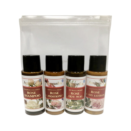 Ausganica Organic Hair & Body Travel Kit Organic Rose 30ml X 4 Pack
