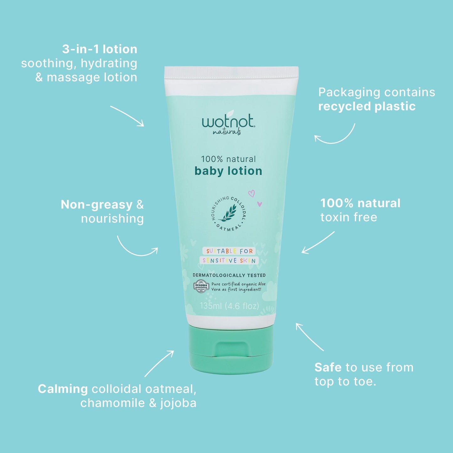 WOTNOT Baby Lotion Suitable For Sensitive Skin 135ml